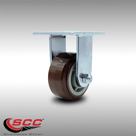 Service Caster 4 Inch Stainless Steel Polyurethane Wheel Rigid Caster with Roller Bearing SCC SCC-SS30R420-PPUR